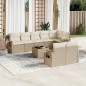 vidaXL Set de sofás de jardín 9 pzas con cojines ratán sintético beige