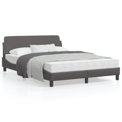 vidaXL Estructura de cama con cabecero cuero sintético gris 140x200cm