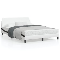 vidaXL Estructura cama cabecero cuero sintético blanco negro 120x200cm