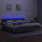 vidaXL Cama box spring colchón y luces LED tela gris claro 200x200 cm