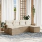 vidaXL Juego de sofás jardín con cojines 6 pzas ratán sintético beige vidaXL Juego de sofás jardín con cojines 6 pzas ratán sintético beige
