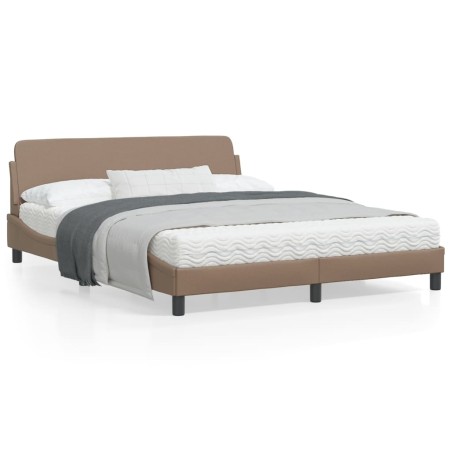 vidaXL Estructura de cama cabecero cuero sintético capuchino 160x200cm
