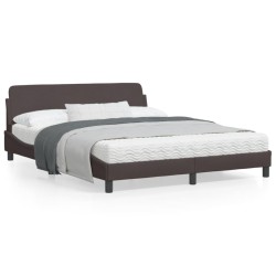 vidaXL Estructura de cama con cabecero de tela marrón 160x200 cm