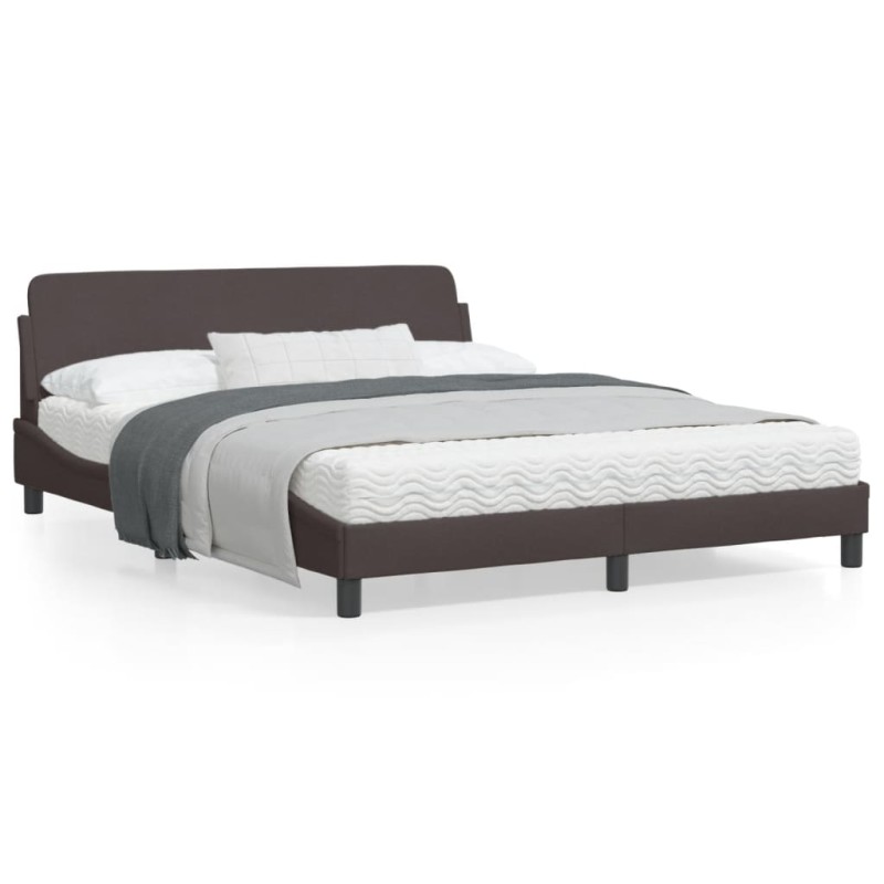 vidaXL Estructura de cama con cabecero de tela marrón 160x200 cm vidaXL Estructura de cama con cabecero de tela marrón 160x200 cm