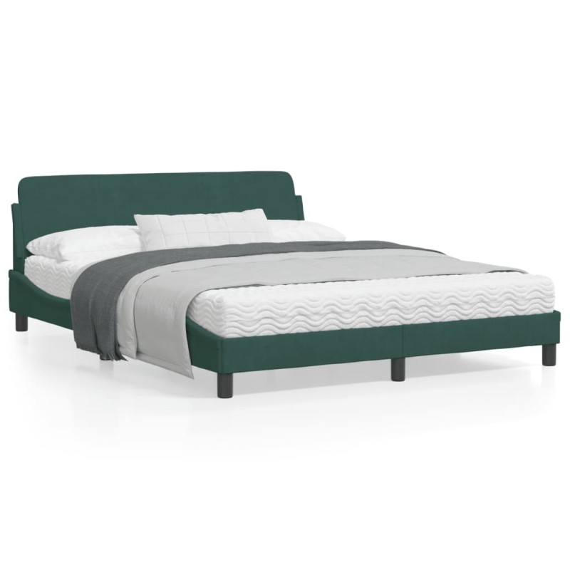 vidaXL Estructura cama con cabecero terciopelo verde oscuro 160x200 cm