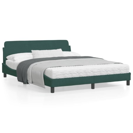 vidaXL Estructura cama con cabecero terciopelo verde oscuro 160x200 cm