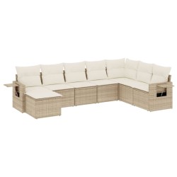 vidaXL Juego de sofás de jardín con cojines beige 8 pzas ratán PE