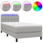 vidaXL Cama box spring colchón y luces LED tela gris claro 80x200 cm vidaXL Cama box spring colchón y luces LED tela gris claro 80x200 cm