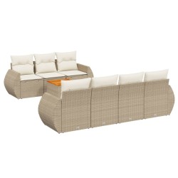 vidaXL Juego de sofás de jardín con cojines beige 8 pzas ratán PE