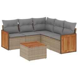 vidaXL Juego de sofás jardín con cojines 6 pzas ratán sintético beige