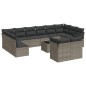 vidaXL Set sofás de jardín con cojines 13 piezas ratán sintético gris