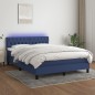 vidaXL Cama box spring colchón y luces LED tela azul 140x200 cm vidaXL Cama box spring colchón y luces LED tela azul 140x200 cm