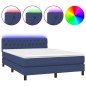 vidaXL Cama box spring colchón y luces LED tela azul 140x200 cm vidaXL Cama box spring colchón y luces LED tela azul 140x200 cm