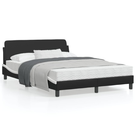 vidaXL Estructura cama cabecero cuero sintético negro blanco 140x200cm