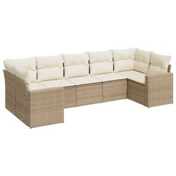 vidaXL Set sofás de jardín 7 piezas y cojines ratán sintético beige