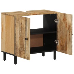 vidaXL Armario de lavabo para baño madera maciza de mango 62x33x58 cm
