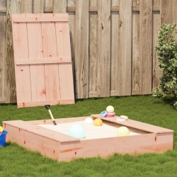 vidaXL Arenero con tapa madera maciza Douglas 111x111x19,5 cm