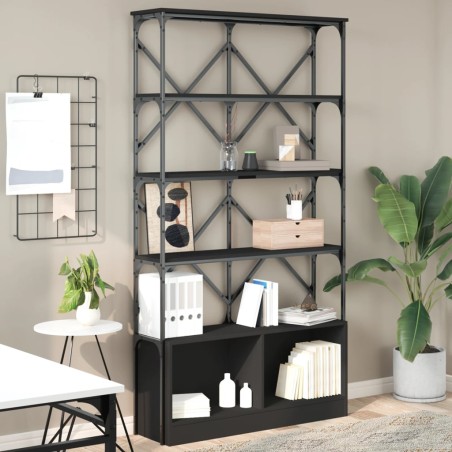 vidaXL Estantería madera de ingeniería y metal negro 100x26x180 cm