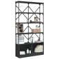 vidaXL Estantería madera de ingeniería y metal negro 100x26x180 cm vidaXL Estantería madera de ingeniería y metal negro 100x26x180 cm