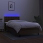 vidaXL Cama box spring colchón y luces LED tela marrón oscuro 90x200cm vidaXL Cama box spring colchón y luces LED tela marrón oscuro 90x200cm