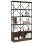vidaXL Estantería madera ingeniería y metal marrón roble 100x26x180 cm vidaXL Estantería madera ingeniería y metal marrón roble 100x26x180 cm
