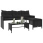 vidaXL Sofá de jardín en forma de L con mesa y cojines ratán PE negro vidaXL Sofá de jardín en forma de L con mesa y cojines ratán PE negro