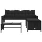 vidaXL Sofá de jardín en forma de L con mesa y cojines ratán PE negro vidaXL Sofá de jardín en forma de L con mesa y cojines ratán PE negro