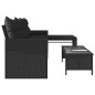 vidaXL Sofá de jardín en forma de L con mesa y cojines ratán PE negro vidaXL Sofá de jardín en forma de L con mesa y cojines ratán PE negro