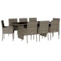 vidaXL Set comedor jardín 9 pzas y cojines ratán sintético gris vidaXL Set comedor jardín 9 pzas y cojines ratán sintético gris