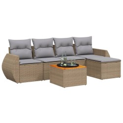 vidaXL Juego de sofás jardín con cojines 6 pzas ratán sintético beige