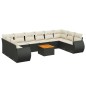 vidaXL Set de sofás de jardín 11 pzas y cojines ratán sintético negro vidaXL Set de sofás de jardín 11 pzas y cojines ratán sintético negro