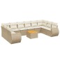 vidaXL Set de sofás de jardín 11pzas con cojines ratán sintético beige