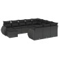 vidaXL Set de sofás de jardín 11 pzas y cojines ratán sintético negro vidaXL Set de sofás de jardín 11 pzas y cojines ratán sintético negro