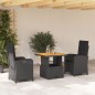 vidaXL Set comedor de jardín 3 pzas con cojines ratán sintético negro vidaXL Set comedor de jardín 3 pzas con cojines ratán sintético negro