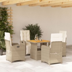 vidaXL Set comedor de jardín 5 pzas con cojines ratán sintético beige
