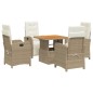 vidaXL Set comedor de jardín 5 pzas con cojines ratán sintético beige vidaXL Set comedor de jardín 5 pzas con cojines ratán sintético beige