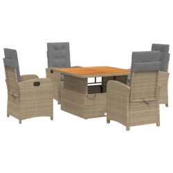 vidaXL Set comedor de jardín 5 pzas con cojines ratán sintético beige