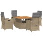 vidaXL Set comedor de jardín 5 pzas con cojines ratán sintético beige vidaXL Set comedor de jardín 5 pzas con cojines ratán sintético beige