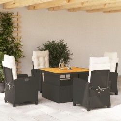 vidaXL Set de muebles jardín 5 pzas con cojines ratán sintético negro