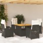 vidaXL Set de muebles jardín 5 pzas con cojines ratán sintético negro vidaXL Set de muebles jardín 5 pzas con cojines ratán sintético negro