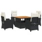 vidaXL Set de muebles jardín 5 pzas con cojines ratán sintético negro vidaXL Set de muebles jardín 5 pzas con cojines ratán sintético negro
