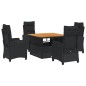 vidaXL Set de muebles jardín 5 pzas con cojines ratán sintético negro