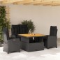 vidaXL Juego comedor jardín 4 piezas con cojines ratán sintético negro vidaXL Juego comedor jardín 4 piezas con cojines ratán sintético negro