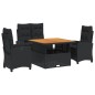 vidaXL Juego comedor jardín 4 piezas con cojines ratán sintético negro vidaXL Juego comedor jardín 4 piezas con cojines ratán sintético negro