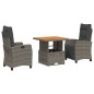 vidaXL Set comedor de jardín 3 piezas con cojines ratán sintético gris vidaXL Set comedor de jardín 3 piezas con cojines ratán sintético gris
