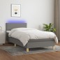 vidaXL Cama box spring colchón y luces LED tela gris oscuro 80x200 cm vidaXL Cama box spring colchón y luces LED tela gris oscuro 80x200 cm
