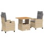 vidaXL Set comedor de jardín 3 pzas con cojines ratán sintético beige vidaXL Set comedor de jardín 3 pzas con cojines ratán sintético beige