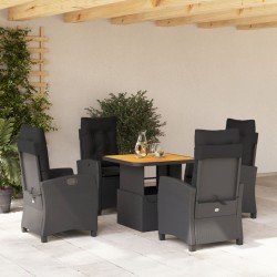 vidaXL Set de muebles jardín 5 pzas con cojines ratán sintético negro