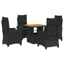 vidaXL Set de muebles jardín 5 pzas con cojines ratán sintético negro