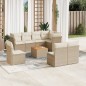 vidaXL Set de sofás de jardín 9 pzas con cojines ratán sintético beige vidaXL Set de sofás de jardín 9 pzas con cojines ratán sintético beige